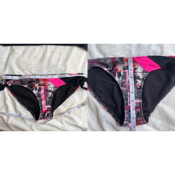 Vintage Y2K cyber glam OP pink and black bikini set size medium (junior’s 7/9) - Picture 7 of 8